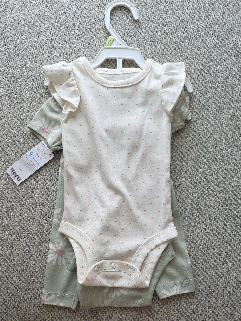 Carter's Mint Green Floral Baby Onesie Set with Pink Accents